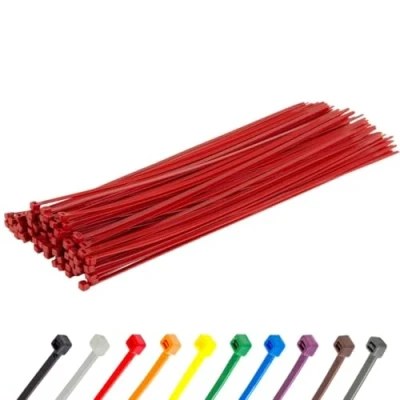 Image of Gocableties Heavy Duty Long Red Cable Ties, 370mm x 7.6mm, Pack of 100, Premium Nylon Zip Plastic Tie Wraps, Secure Self Locking Mechanism, for Home, Garden, Office and DIY