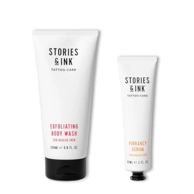 Image of Stories &amp; Ink Tattoo Aftercare WAKE GLOW DUO: Revive Faded Improve Clarity. Serum + Exfoliator Bundle
