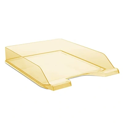 Image of DONAU Letter Tray Standard Transparent Orange/Pack of 6 A4 / Modern and Stackable Tray/Transparent Crystal Clear/Desk Tray/Polystyrene