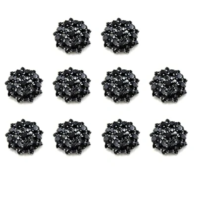 Image of Black Rhinestone Buttons 10pcs Decorative Shank Diamante Button Costume Bag Crystal Decoration Diy