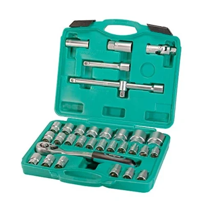 Image of WIESEMANN 1893 Socket Wrench Set 32 pcs with Spark Plug Insert I 1/2&quot; Ratchet &amp; Adapter Inserts 80096