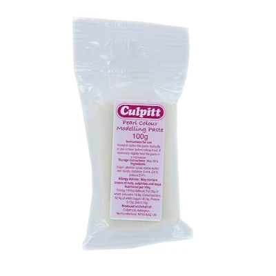 Image of CULPITT Metallic Colour Food Modelling Pastes, Sugar Paste for Celebration Cake Models, Hearts, Stars, Flowers, Leaves Pearl 100g