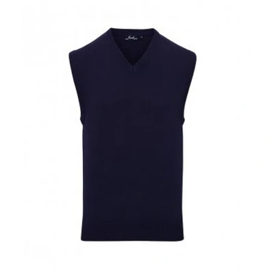 Image of Premier Mens Sleeveless Cotton Acrylic V Neck Sweater (Navy) Size Medium