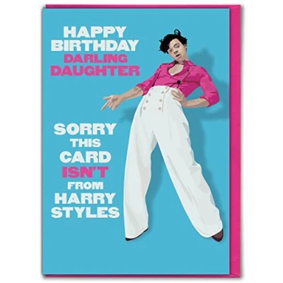 Image of Brainbox Candy Funny Daughter Birthday Card &#039;This Isn&#039;t From&#039; Harry Styles Themed Novelty Humour Cards For From Mum Dad