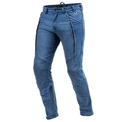 Image of SHIMA GHOST BLUE, Armored Kevlar Men’s Motorcycle Jeans with Protectors (Blue, 34)