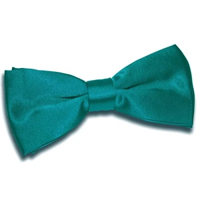 Image of DQT Men Pre Tied Plain Satin Adjustable Tuxedo Bow Tie Teal