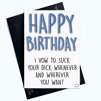 Image of Funny Birthday Cards Rude Husband Card Boyfriend Suck Your D*ck for Him Humour Banter Crude PC647