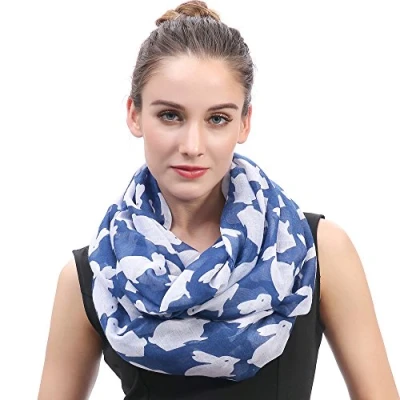 Image of Lina &amp; Lily Rabbit Bunny Print Lightweight Snood Scarf (Blue)