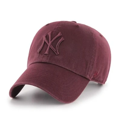 Image of &#039;47 New York Yankees Adjustable Cap Clean Up Tonal Mlb Dark Maroon One Size