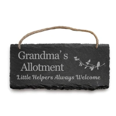 Image of Garden Sign Engraved Slate Signs and Plaques Custom House Shed Personalised Outdoor Decoration Man Cave for Outside Christmas (Allotment)
