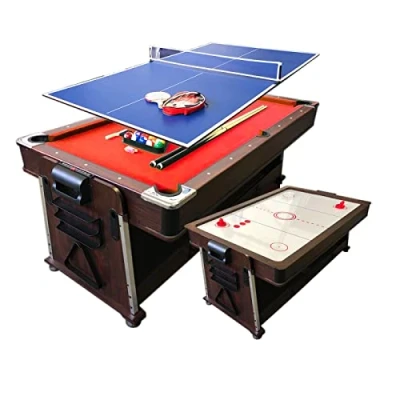 Image of 7Ft Red Pool table Billiard + Air Hockey Tennis Cover plan for