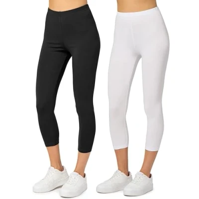 Image of Merry Style Women&#039;s 3/4 Leggings 2 Pack MS10 199 (Black/White, XL)
