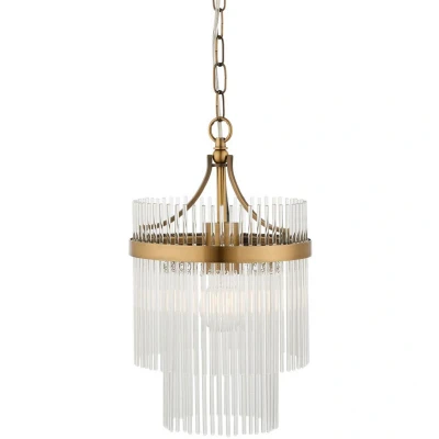 Image of Marietta Pendant Ceiling Light Antique Brass Plate, Clear Glass, 1x E27