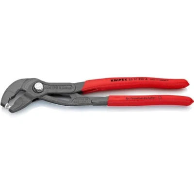 Image of Knipex Spring Hose Clamp Pliers grey atramentized, with non slip plastic coating 250 mm 85 51 A