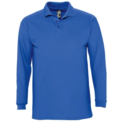 Image of SOLS Mens Winter II Long Sleeve Pique Cotton Polo Shirt (Royal Blue) Size Large