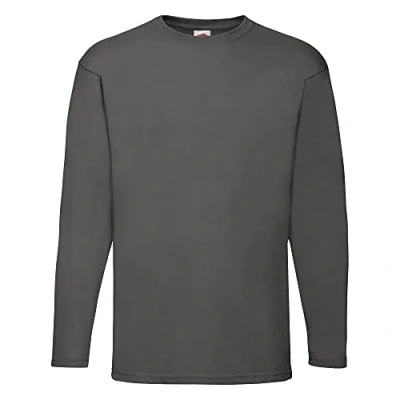Image of Fruit of the Loom Mens Valueweight Crew Neck Long Sleeve T Shirt (XL) (Light Graphite)