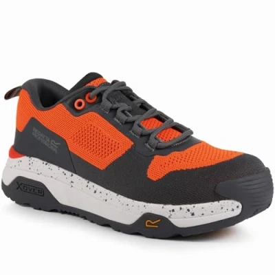 Image of Regatta Professional Men&#039;s Crossfort Safety Trainers Flame Orange Gun Metal, Size: UK 12