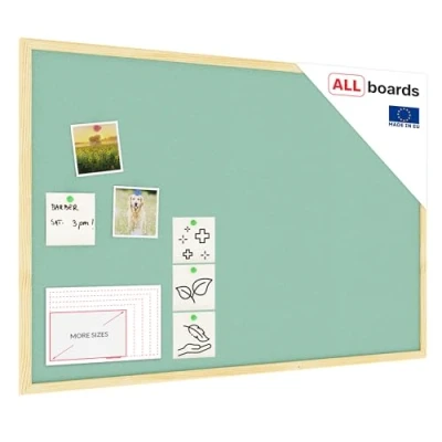Image of ALLboards Cork Board Mint with Wooden Frame 90x60cm, Corkboard Bulletin Notice