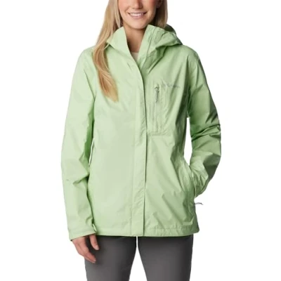 Image of Columbia Women&#039;s Pouring Adventure Jacket, Waterproof Rain Sage Leaf, Size XS