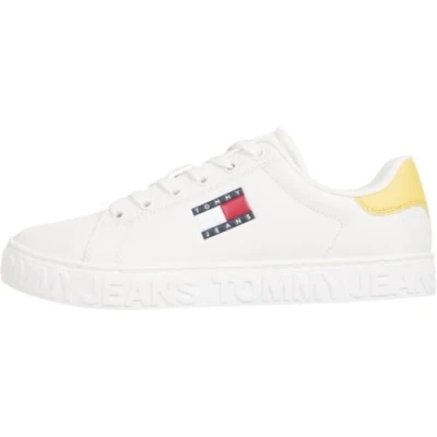 Image of TOMMY JEANS Women&#039;s (New) TJW Logo Sneaker ESS EN0EN02703 Low Top, Yellow (Yellow Dahlia), 2.5 UK