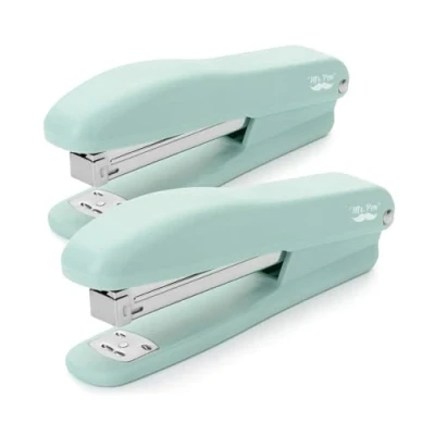 Image of Mr. Pen Staplers for Desk, 2 Pack with 200 Staples, 20 Sheet Capacity, Green, Office Stapler, Desk Stapler Set