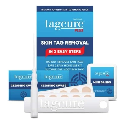 Image of Skin Tag Removal Kit by Tagcure, Non Invasive, Easy to Use Remover with Permanent Results, at Home Safe Solution, Includes Device, Bands &amp; Cleansing Swabs