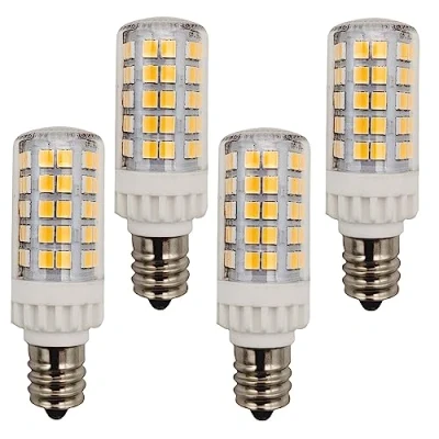 Image of QLEE Led E12 Candelabra Bulb 5w 600lm Salt Rock Lamp Appliance Refrigerator Light Replacement 60 Watt C7 Incandescent T2 Halogen Chandelier Ceiling Fan Lighting 220v Warm White 4 Pack 3000k