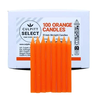 Image of Culpitt Select Orange Birthday Candles, Pack of 100, 51mm Bright Celebration Cake Candles for Party, Birthday, Treats