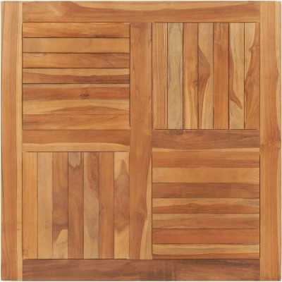 Image of vidaXL Solid Teak Wood Table Top Square Design 90x90x2.5 cm Durable Indoor/Outdoor Use Rustic Charm Easy to Clean Versatile