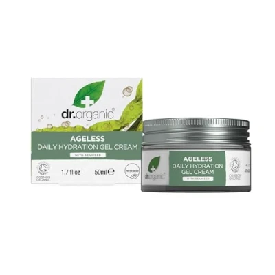 Image of Dr Organic Ageless Daily Hydration Gel Cream with Seaweed, Moisturising, Fine Lines, Wrinkles, Natural, Vegan, Cruelty Free, Paraben &amp; SLS Recycled&amp;Recyclable, Certified Organic, 50ml