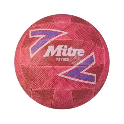 Image of Mitre Unisex Attack Netball Popular Style Interactive Design Soft Touch, Pink/Purple/White, 4