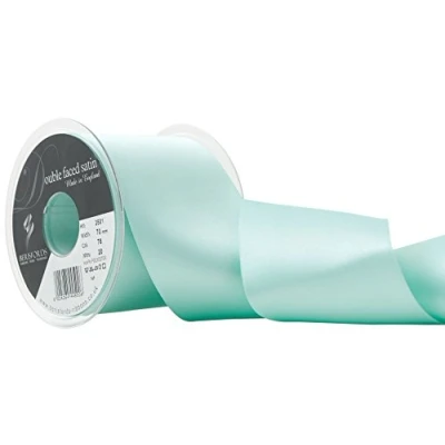 Image of Berisfords Double Faced Satin Ribbon, Aqua, 70 mm Width, 20 metre Length