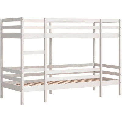 Image of vidaXL Bunk Bed without Mattress White 75x190 cm Small Single Solid Wood Pine