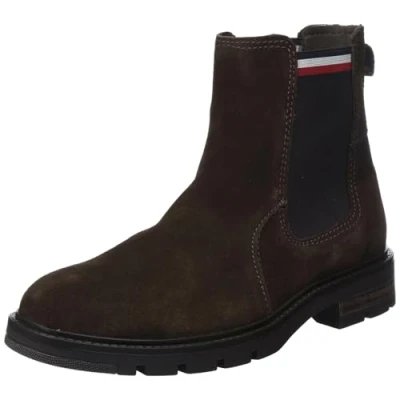 Image of Tommy Hilfiger Men Low Boot Corporate Suede Chelsea, Brown (Cocoa), 9 UK