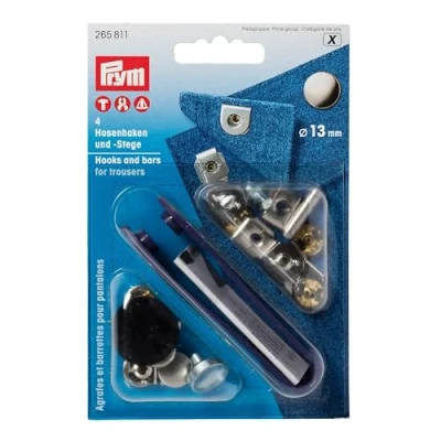 Image of Prym 265811 Hooks and Bars for Trousers Size 13mm, 4 Pieces Consumer