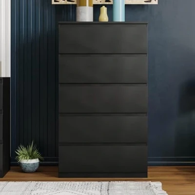 Image of Vida Designs Denver Drawer Chests (Black, 5 Drawer)