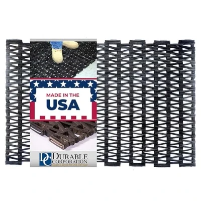 Image of Durable Corporation 108H2436 24 x 36 inch Durite Recycled Herringbone Tyre Connecting Mat, Black