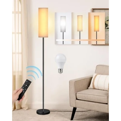 Image of TONGLIN Stepless Dimmable Floor Lamp with Remote Control, 165cm Tall, E27 Socket, 9W LED Bulb, Modern Standing for Living Room