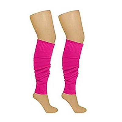 Image of Crazy Chick Bright Neon 80s Dance Ankle Leg Warmers Fancy Dress Accessory Fluorescent Pink