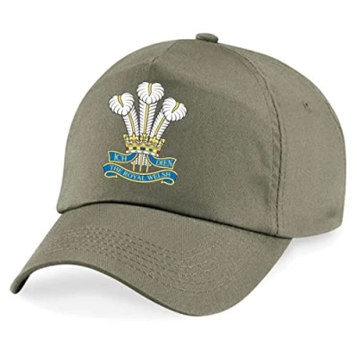 Image of PSave Royal Welsh Insignia Embroidered Baseball Cap British Army Military Embroidery (Military Green)