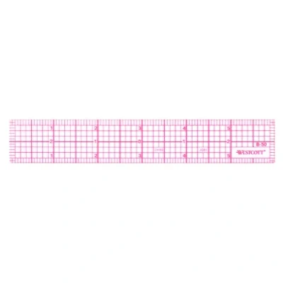 Image of Westcott 8ths 6 Inch Beveled Transparent Ruler (B 50), Clear, 6&quot; x 6.75&quot; 0.06&quot;