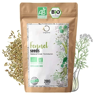 Image of ORIGEENS Organic Fennel tea 200g herbal with seeds as a breastfeeding tea, lactation and digestive Loose for teas