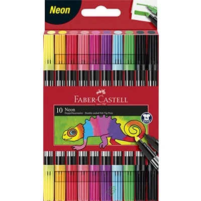 Image of Faber Castell Neon Double Ended Felt Tip Pens Set of 10