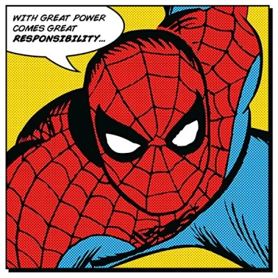 Image of Spider Man Quote 40 x 40cm Canvas Prints, Polyester, Multi Colour, 40x40x3.2 cm