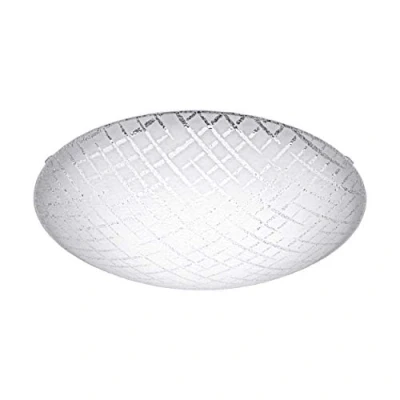 Image of EGLO Riconto 1 LED Ceiling Light, Diameter 31.5 cm, Bulb Living Room Lamp Made of Metal and Ribbed Glass in White, Kitchen Lamp, Hallway Round, Warm White