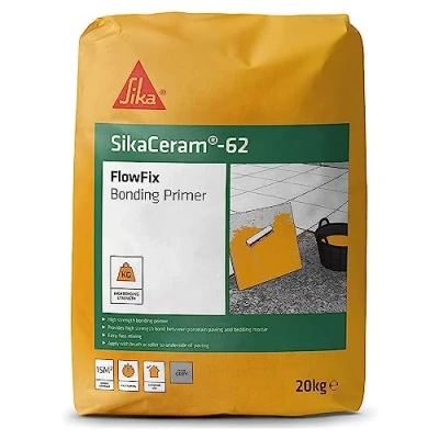 Image of Sika SikaCeram 62 Flow Fix Bonding Primer For Porcelain Paving High Strength Fast Curing Grey 20 kg