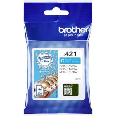 Image of Brother LC 421C Inkjet Cartridge, Cyan, Single Pack, includes 1 x Genuine Supplies, Standard