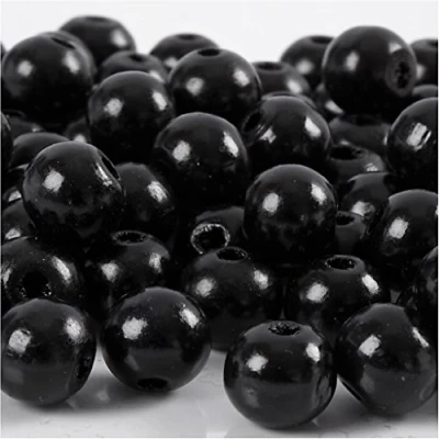 Image of Wooden beads, D: 10 mm, black, 20g, approx. 70 pc