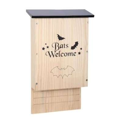 Image of Eco Friendly Wooden Bat House Timber Shelter, Garden Roost, Natural Wood Habitat Nesting Box for conscious Wildlife Enthusiasts
