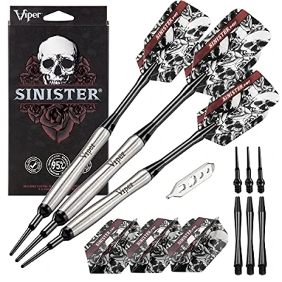 Image of Viper by GLD Products Sinister 95% Tungsten Soft Tip Darts, Contoured Barrel, 18 Grams, Multi (21 3503 18)
